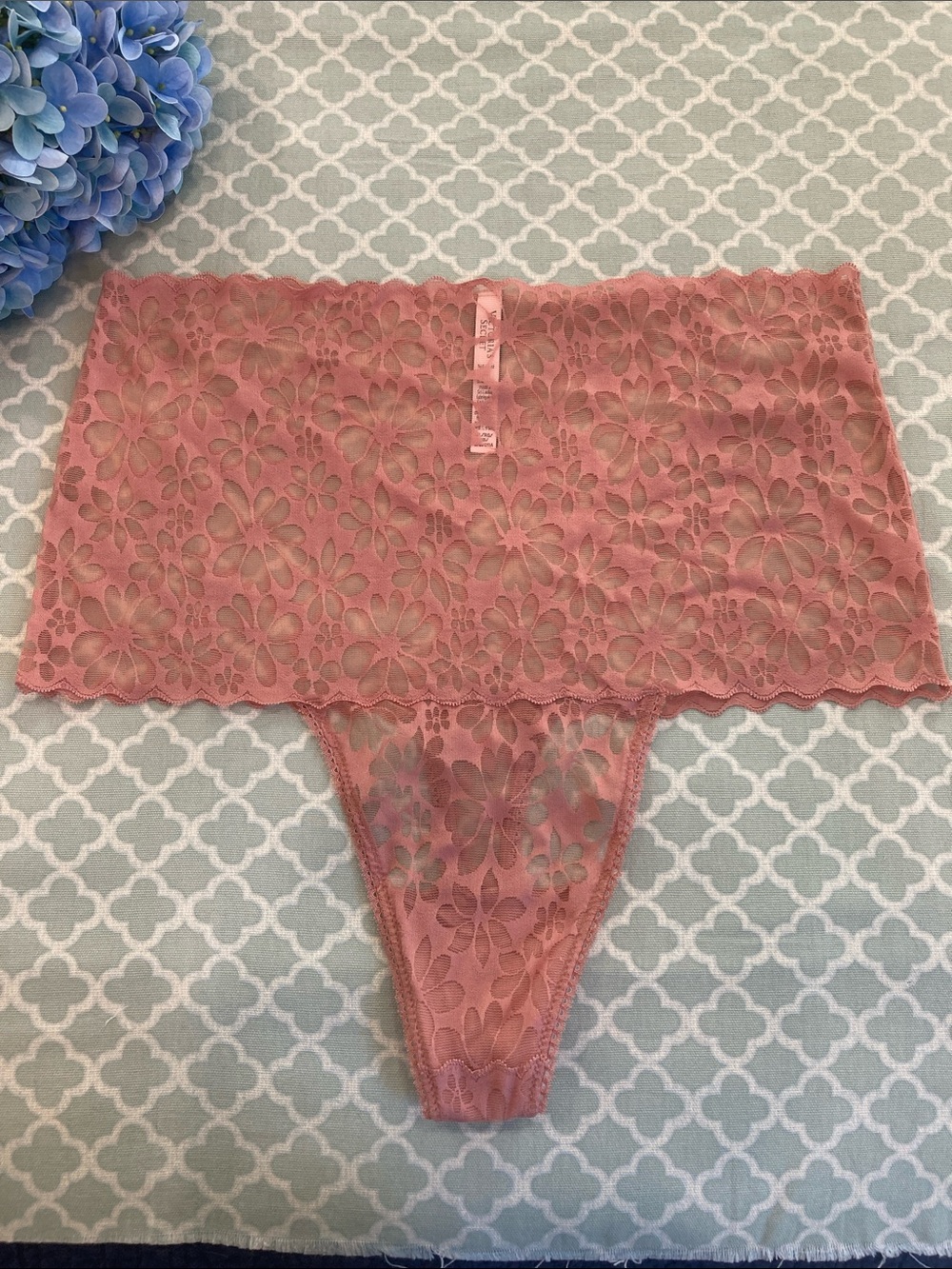 Vintage Victoria’s Secret High Waist Lace Thong Blush XL